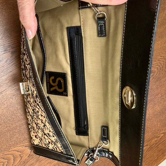 Cork-like Sondra Roberts Clutch or shoulder bag.Preowned. 6x12”. Removable strap - Picture 3 of 6